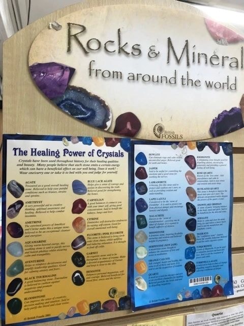 Rocks minerals healing crystals display