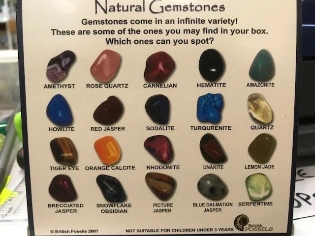 Natural gemstones reference card